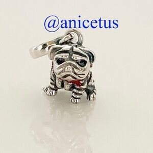 NWOT Cute Pug Dog Pet Dangle Charm 925 Sterling Silver
